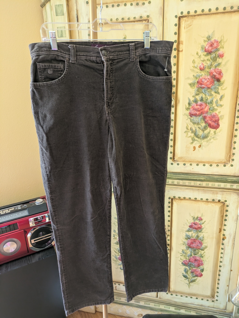 Gloria Vanderbilt Straight Leg Corduroy Pants in Brown Sz 12